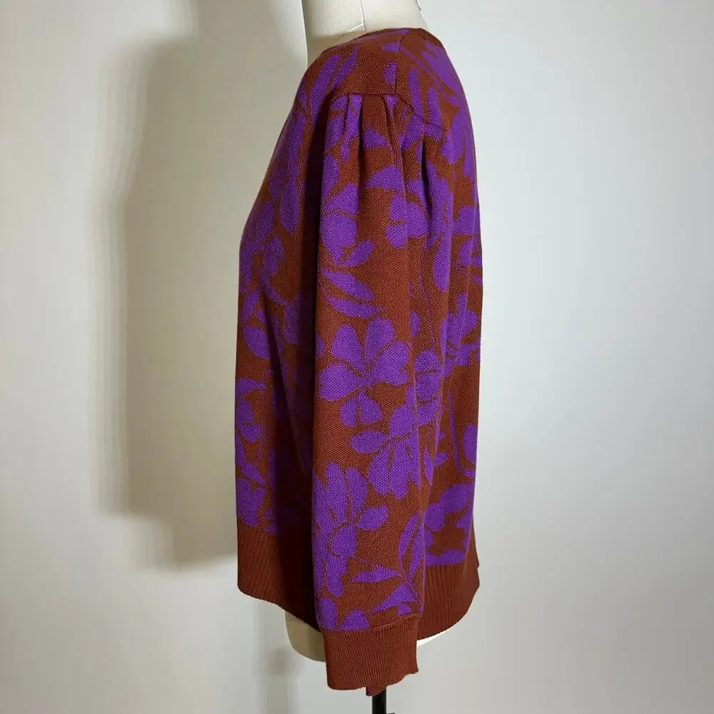 NWT Liz Claiborne Floral V-Neck Button Up Cardigan Sweater Womens Petite Sz PXL
